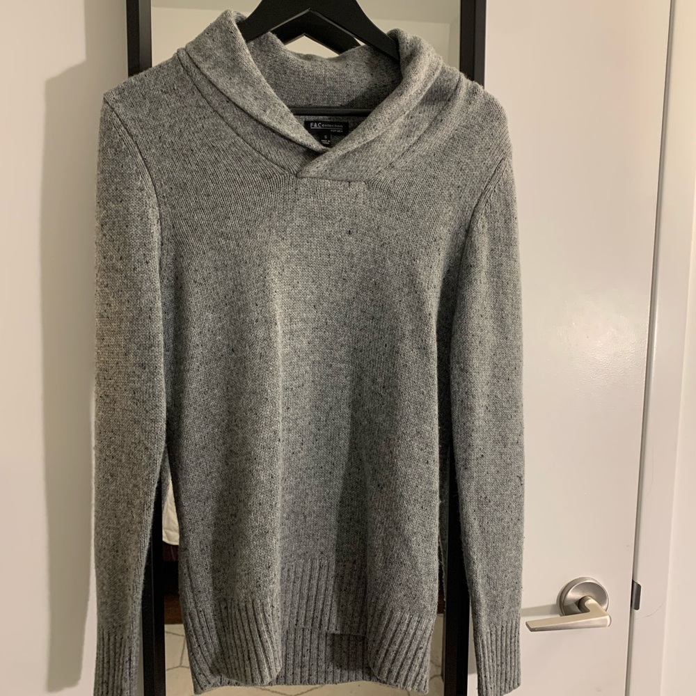 Men Grey Shawl Collar Sweater Size Small